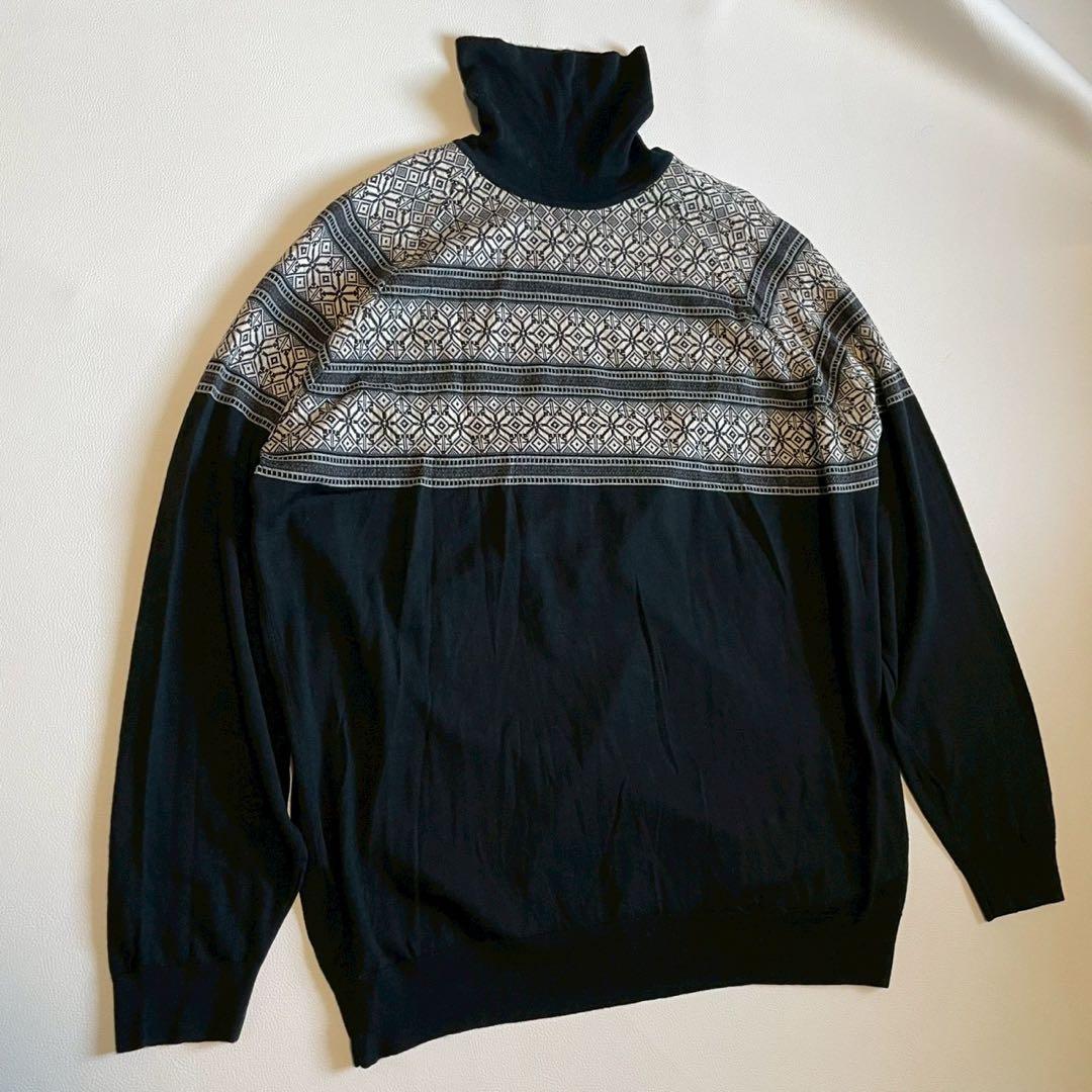 【ジョンスメドレー】タートルネック ニット ノルディック メリノウール　XXL