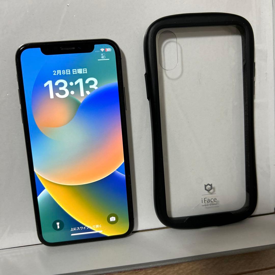 iPhoneX 256GB SIMフリー　スペースグレー iFaceカバー