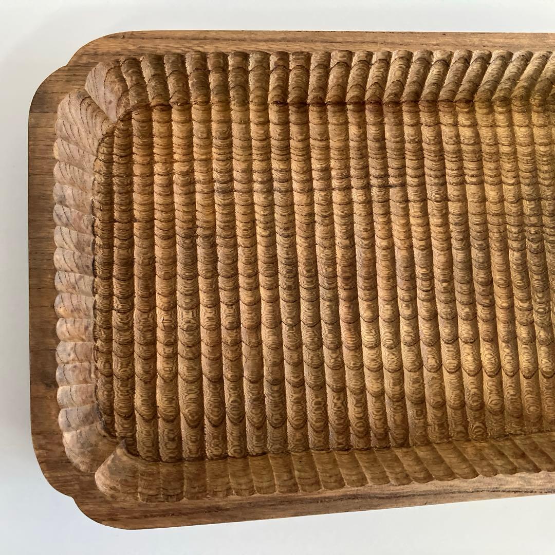 我谷盆風　隅入角盆　ケヤキ材　約30cm×約20cm