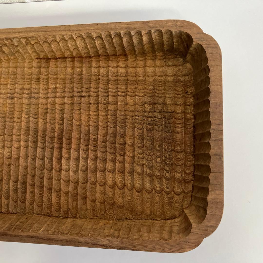 我谷盆風　隅入角盆　ケヤキ材　約30cm×約20cm