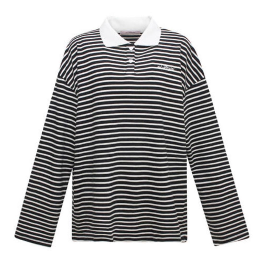 the virgins ストライプ　長袖ポロシャツ