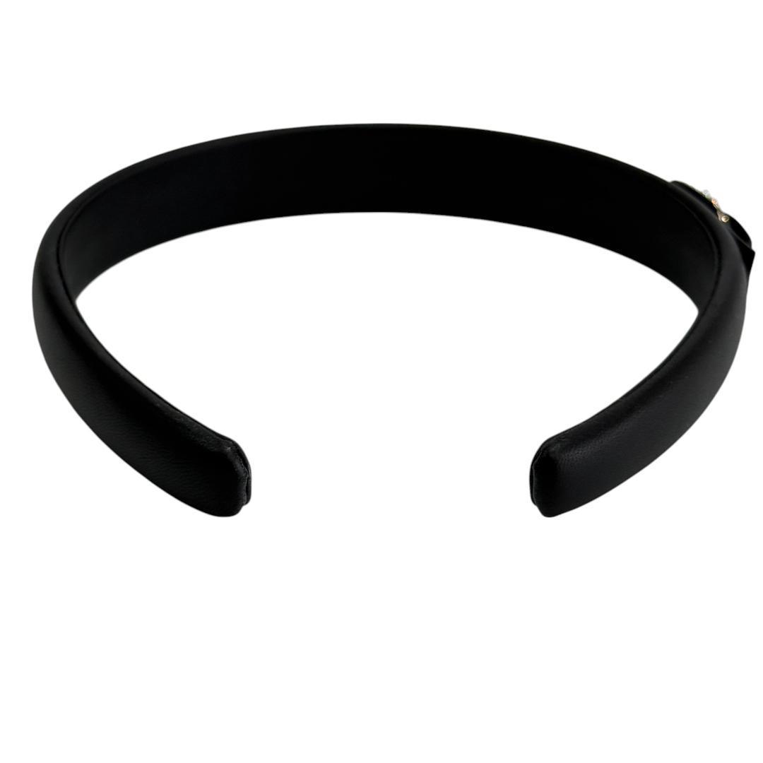 美品 フェラガモ カチューシャ ヴァラ リボン レザー ヘアアクセサリー 黒