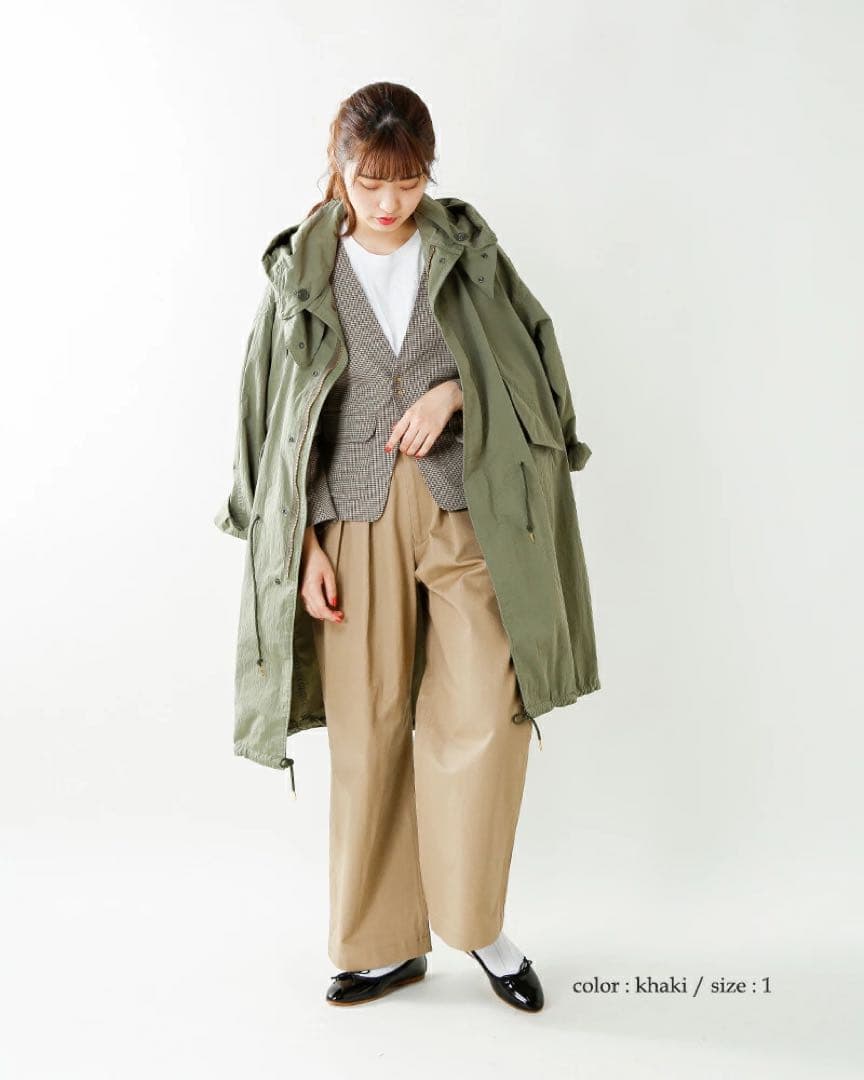 定価4万 kha:ki カーキ コットン×ナイロン硫化ウェザーミリタリーコート