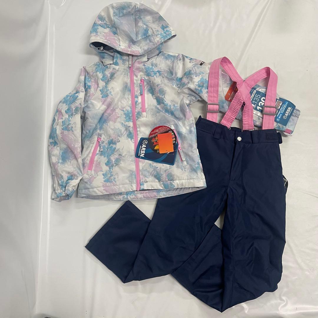 ARBN 白×紺 スキーウェア上下セット 130cm AB23WW1350J ①