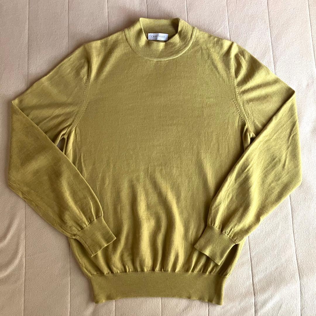 GRAN SASSO 12Gウールソリッドモックネックニット マスタード 48