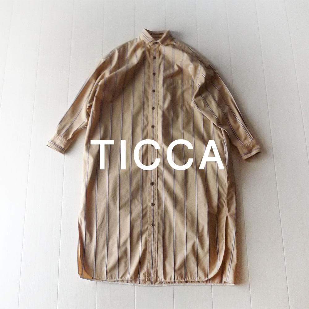 美品 TICCA 3万円 ストライプ柄シャツワンピース ロングワンピース 330