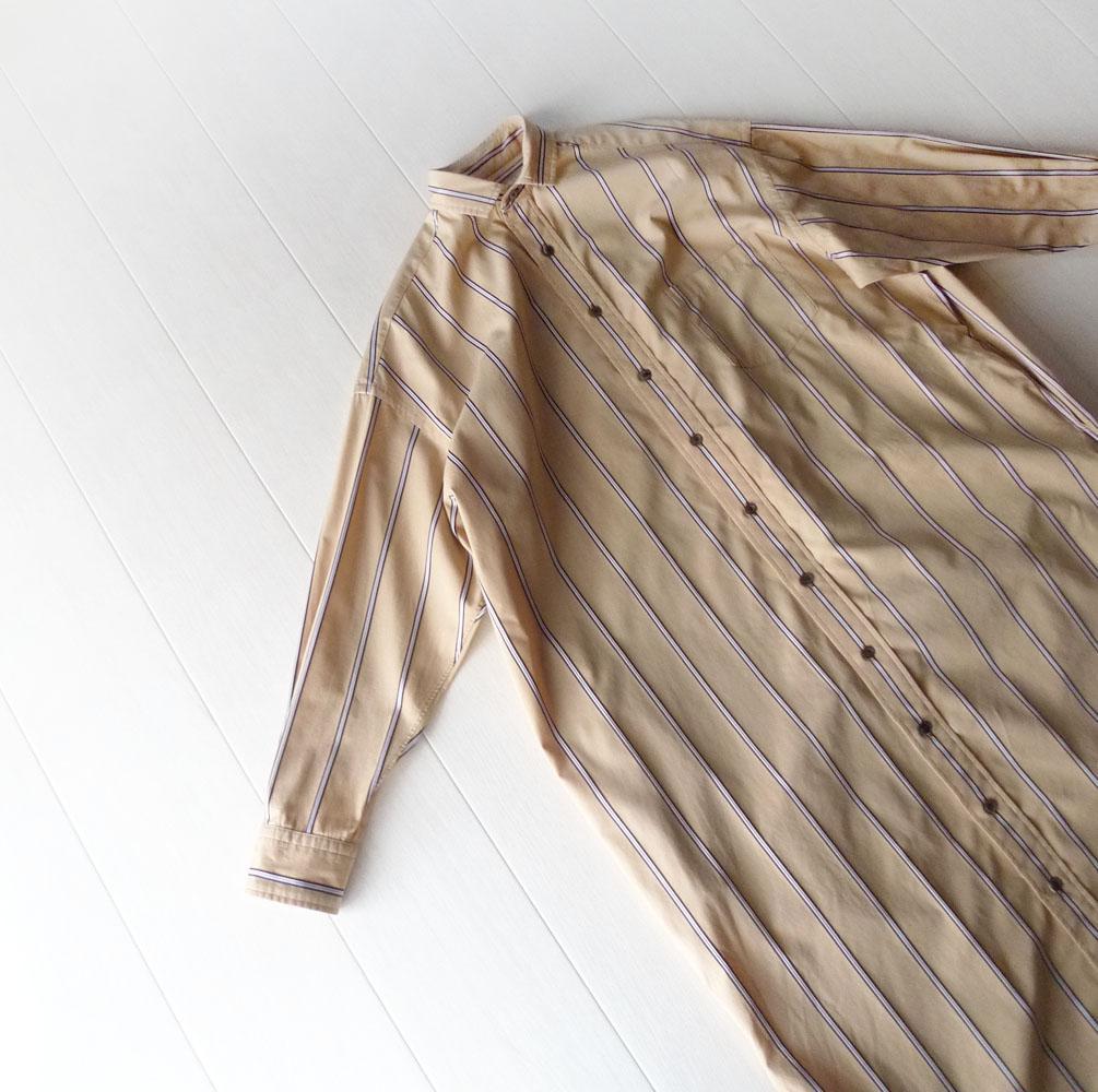 美品 TICCA 3万円 ストライプ柄シャツワンピース ロングワンピース 330