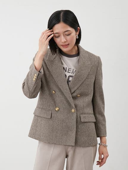 【週末限定セール】Mila Owen チェック金釦ダブルブレストブレザー