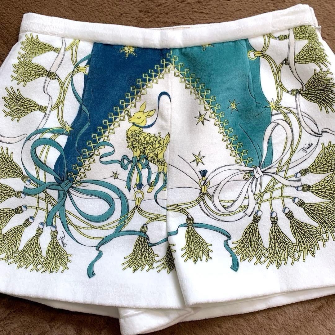 エミリオプッチ　ショートパンツ　白　総柄リボン　コットン　38 イタリヤ製