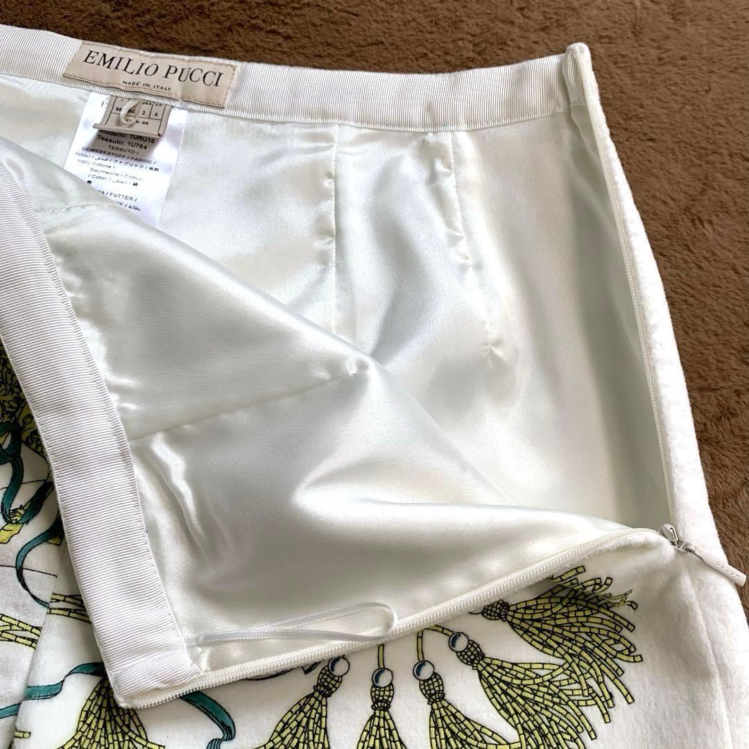 エミリオプッチ　ショートパンツ　白　総柄リボン　コットン　38 イタリヤ製