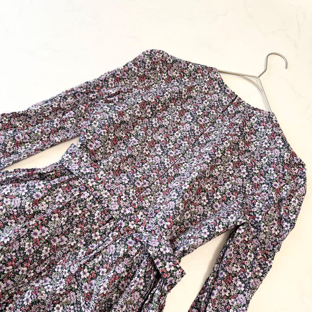 OBLI オブリ ワンピース フラワー ロング 新品 ラップ 花柄 パープル