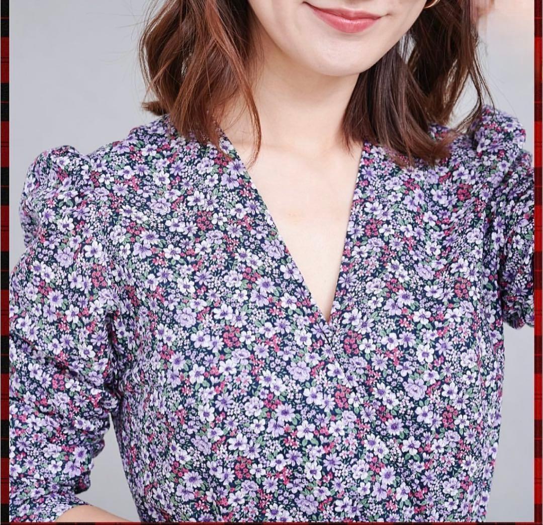 OBLI オブリ ワンピース フラワー ロング 新品 ラップ 花柄 パープル