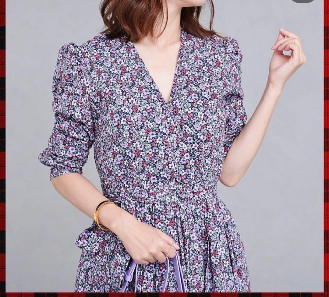 OBLI オブリ ワンピース フラワー ロング 新品 ラップ 花柄 パープル