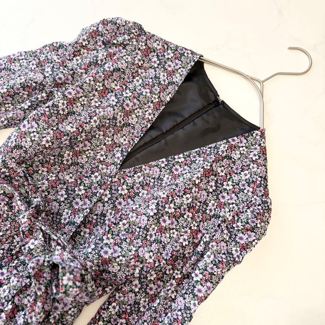 OBLI オブリ ワンピース フラワー ロング 新品 ラップ 花柄 パープル