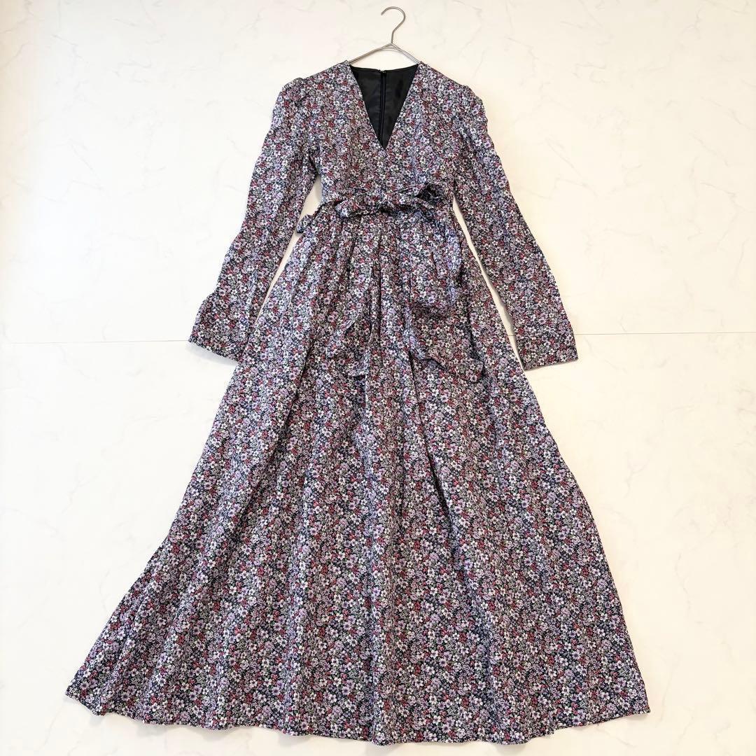 OBLI オブリ ワンピース フラワー ロング 新品 ラップ 花柄 パープル