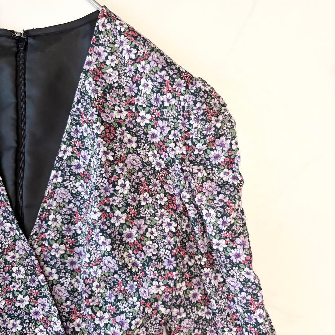 OBLI オブリ ワンピース フラワー ロング 新品 ラップ 花柄 パープル