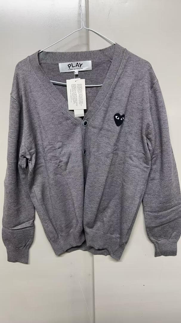 新品 コムデギャルソン　グレー　カーディガン Vネック L