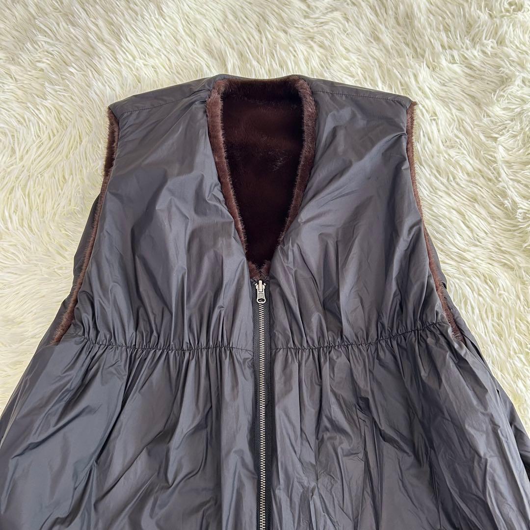 【美品】mizuiro ind ファーボアベスト リバーシブル