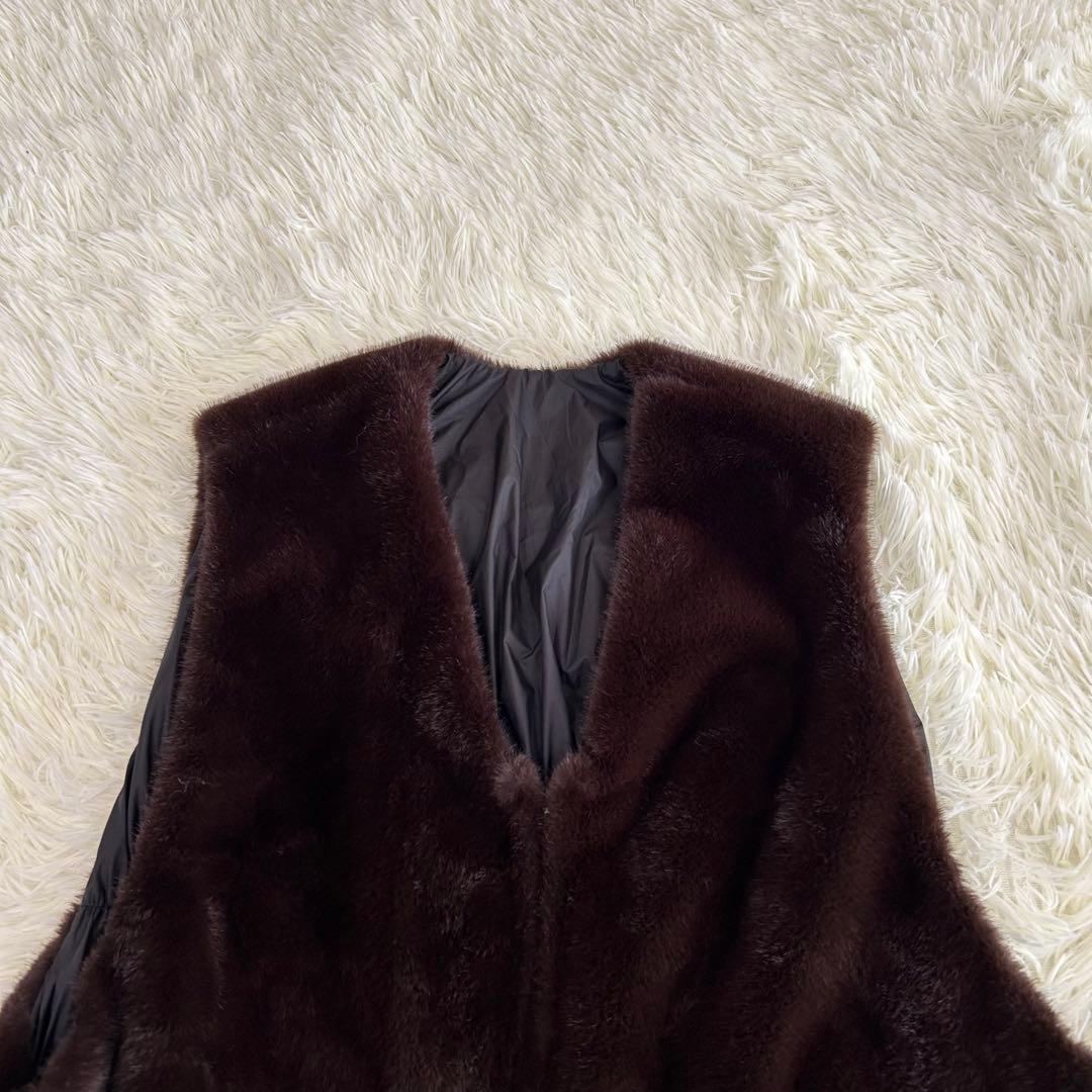 【美品】mizuiro ind ファーボアベスト リバーシブル