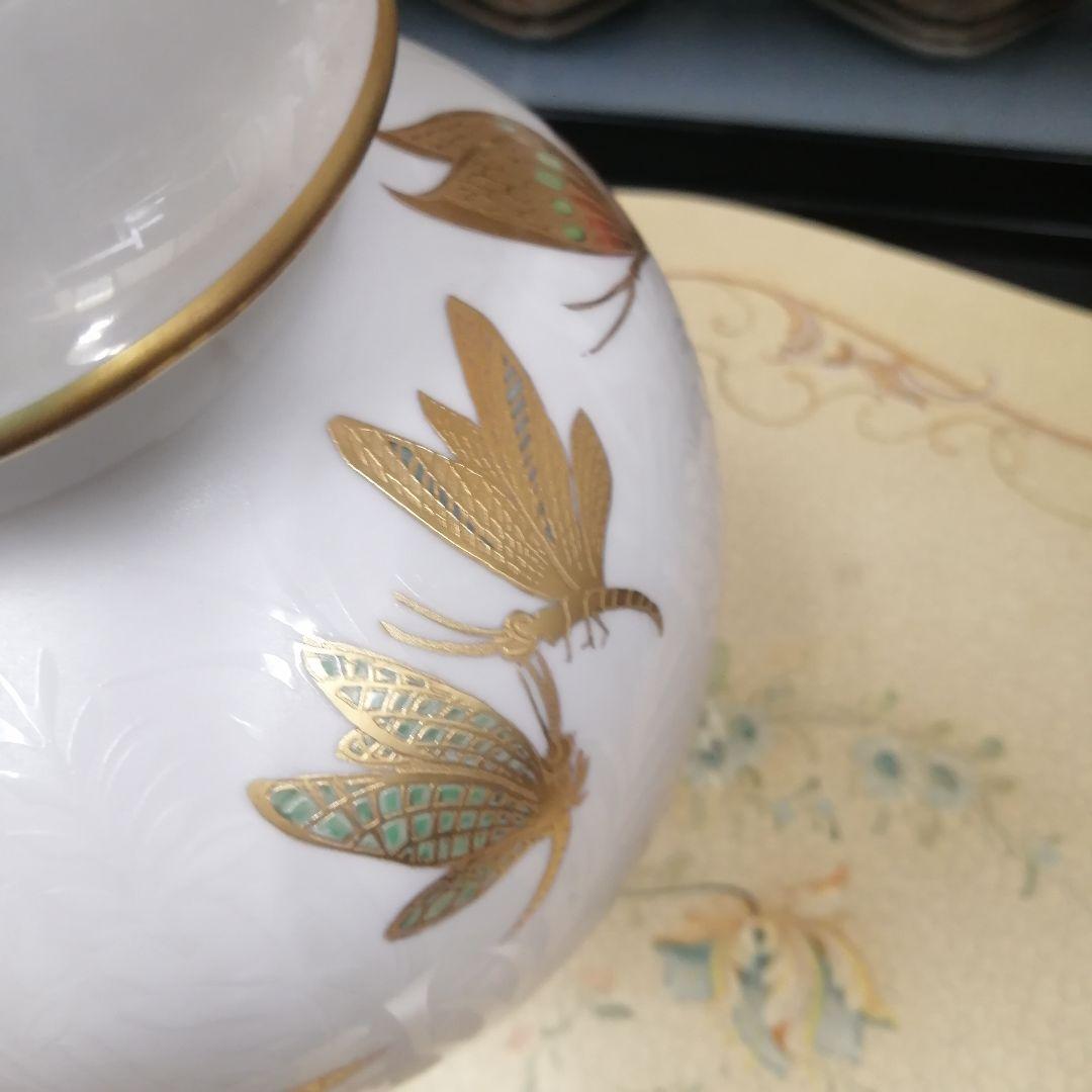 イタリア　アートモルベッリ　花瓶　金彩金蝕　陶磁器　蓋付き　飾り壷