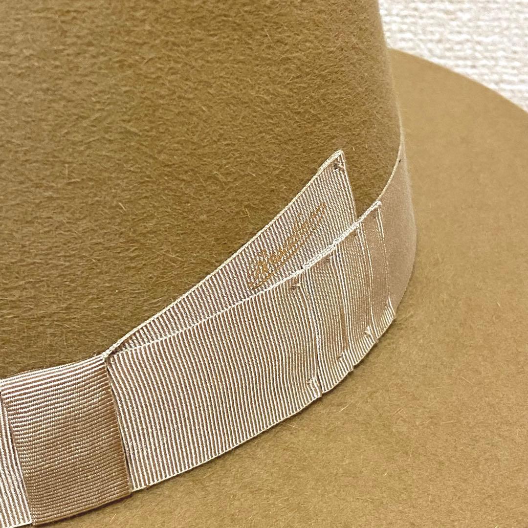 [美品]Borsalinoボルサリーノ中折れハットラビットフェルトベージュ61