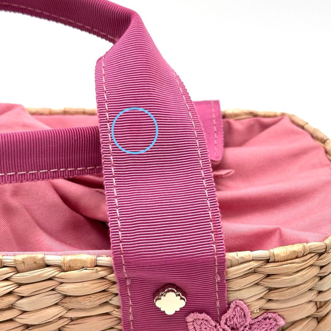 【新品タグ付き】TOCCA かごバッグ フラワー 刺繍 レース ラフィア ピンク