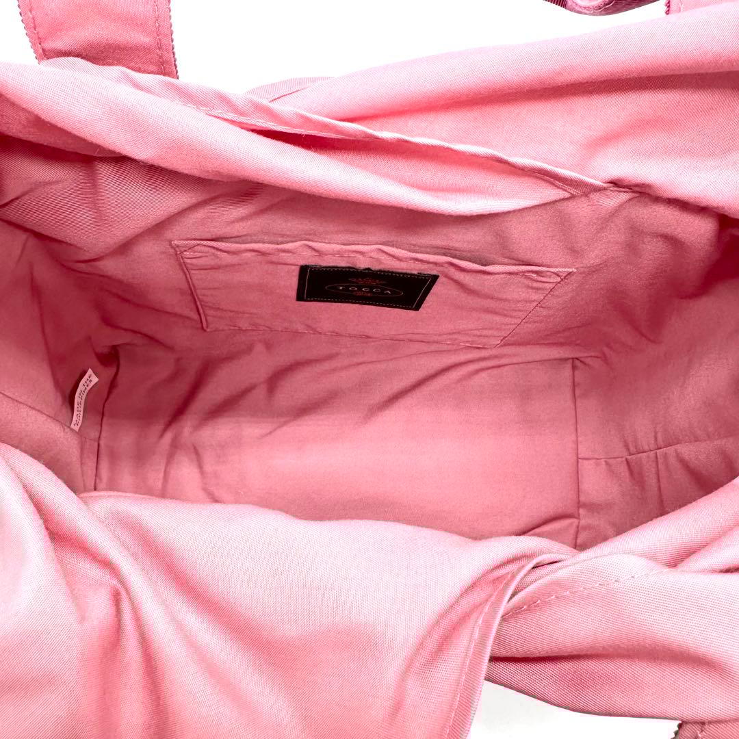 【新品タグ付き】TOCCA かごバッグ フラワー 刺繍 レース ラフィア ピンク