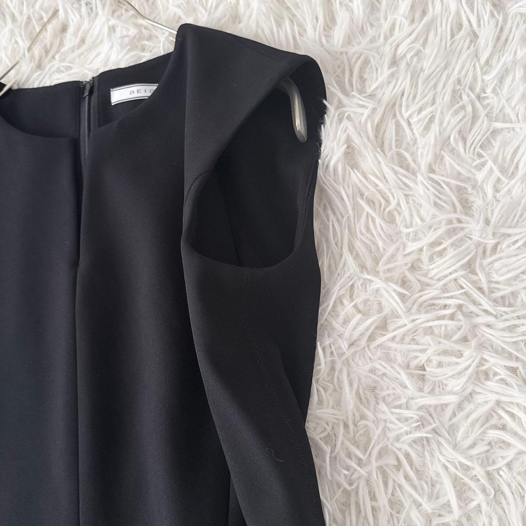 未使用級 BEIGE,ベイジ✨LUIZA ワンピース キーネック 黒 サイズ0