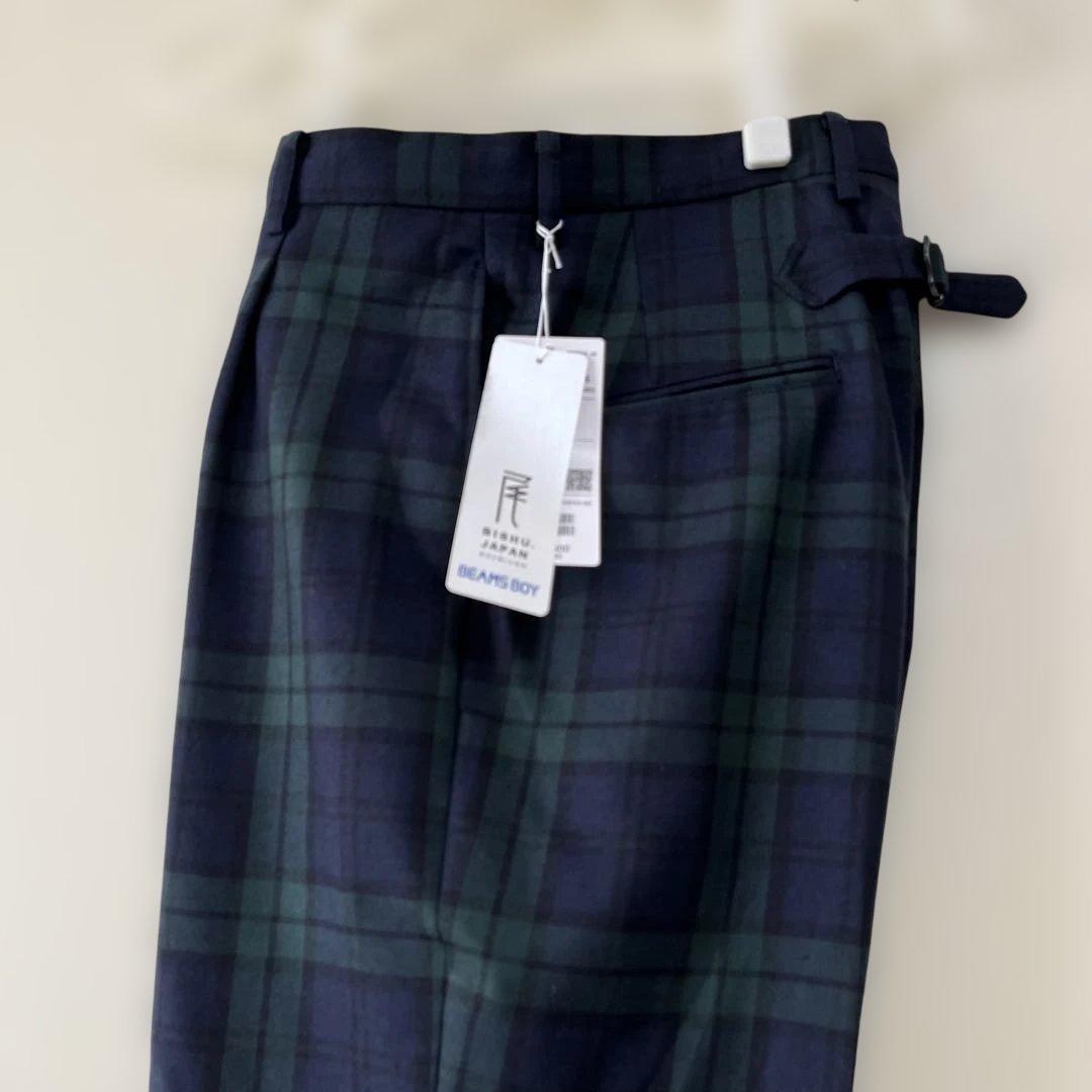 BEAMS BOY ポリエステル ウール シンチ バック スラックス　尾州ウール