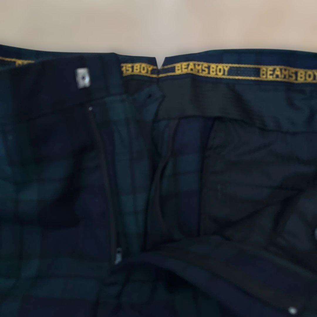 BEAMS BOY ポリエステル ウール シンチ バック スラックス　尾州ウール