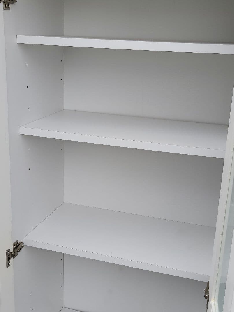 日本製 ガラス扉付き 大型食器棚 キャビネット ホワイト