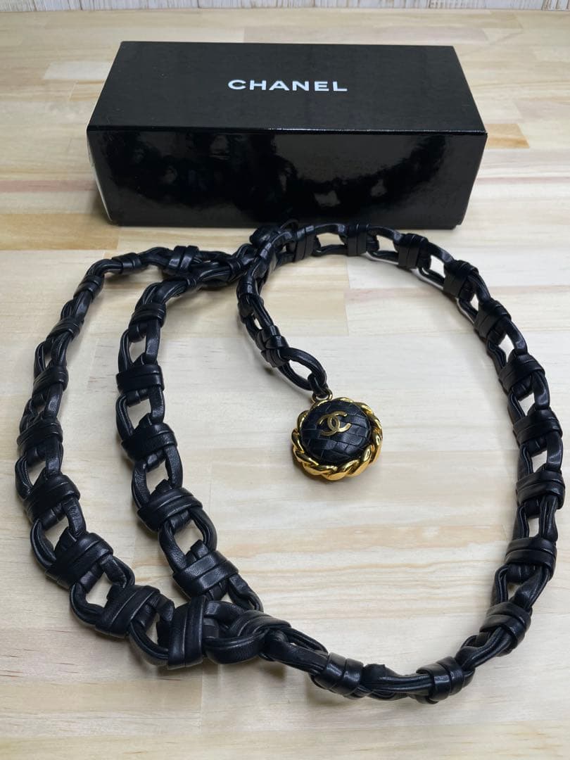 CHANEL ブラックレザー ベルト