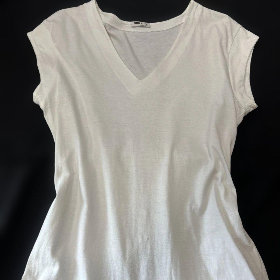 最終値下げ✨miumiu／Vネック フレンチスリーブ チュニック・ワンピース
