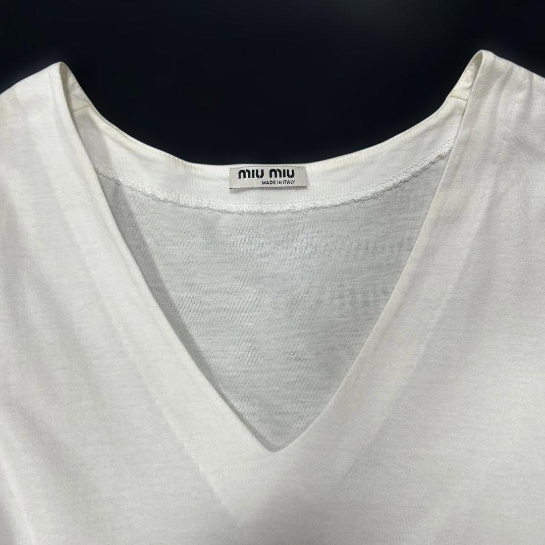最終値下げ✨miumiu／Vネック フレンチスリーブ チュニック・ワンピース
