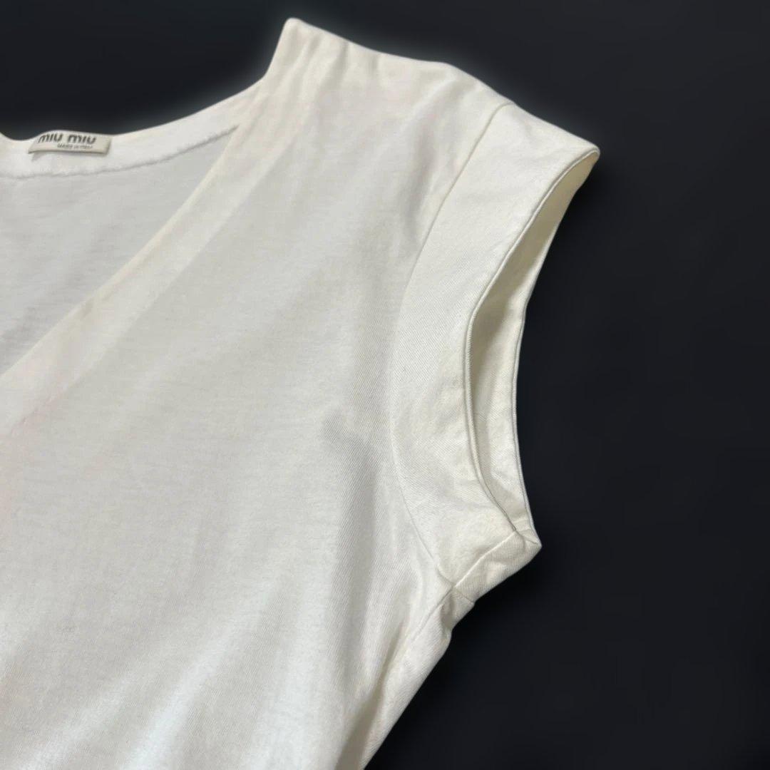 最終値下げ✨miumiu／Vネック フレンチスリーブ チュニック・ワンピース