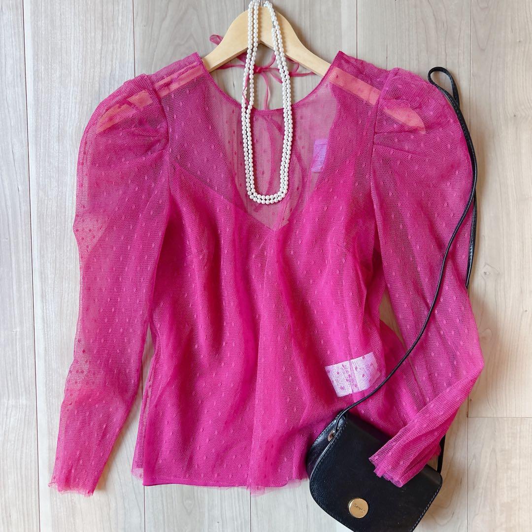 未使用級＊RED VALENTINO【定価約9万】ドットチュールブラウス 42