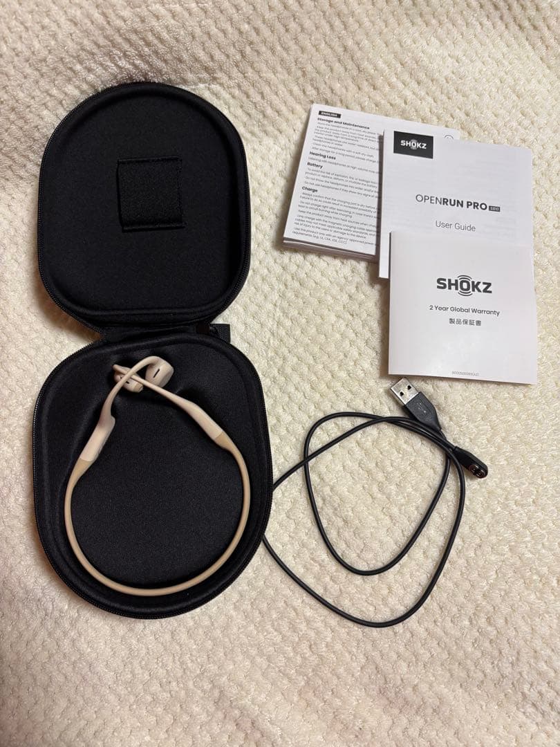 【美品】SHOKZ OpenRun Pro 骨伝導イヤホン ベージュ 動作確認済