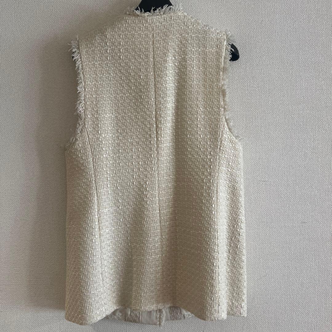 ROPÉ ミックスツイード ノーカラージレベスト