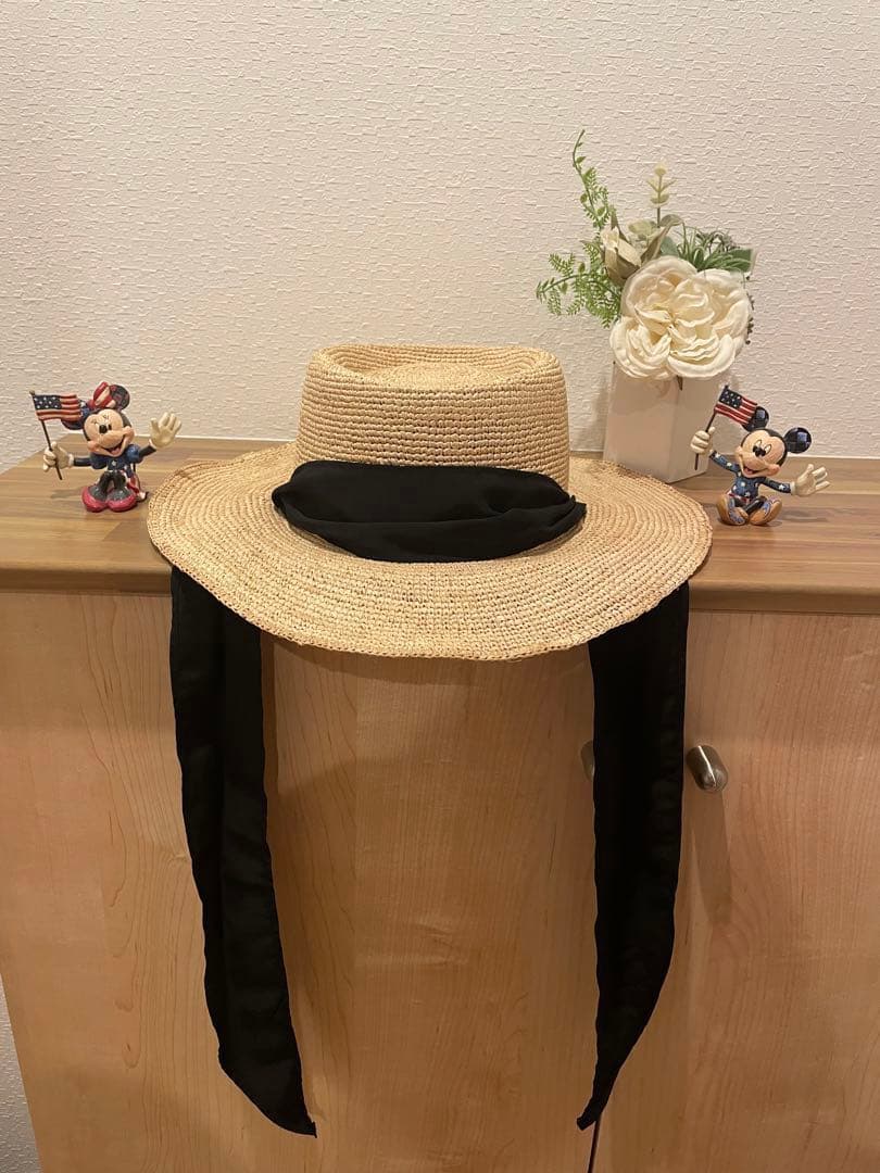 23区【UVケア】ラフィア リボン ハット