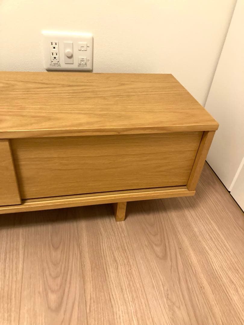【廃盤】無印良品　オーク材AVラック薄型（引戸）　幅150 cm テレビ