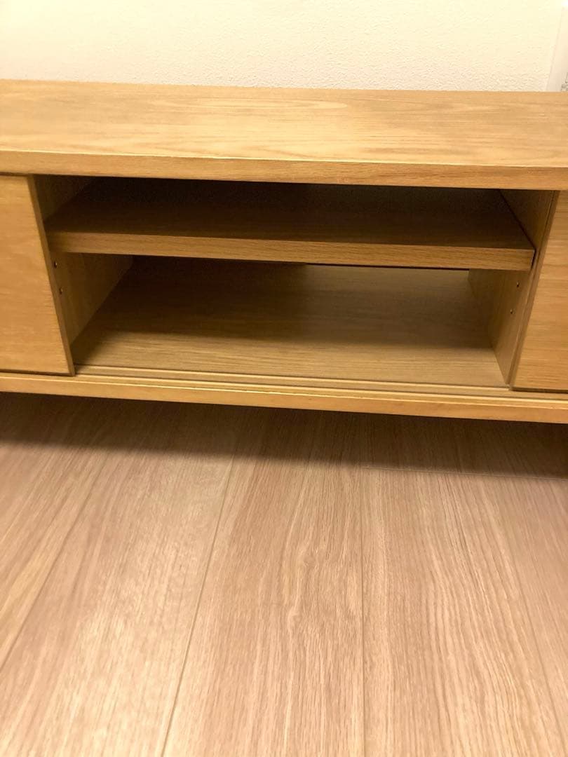 【廃盤】無印良品　オーク材AVラック薄型（引戸）　幅150 cm テレビ
