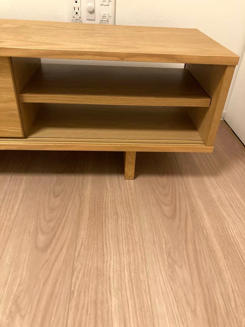 【廃盤】無印良品　オーク材AVラック薄型（引戸）　幅150 cm テレビ