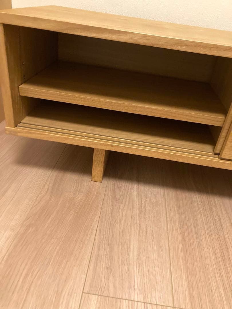 【廃盤】無印良品　オーク材AVラック薄型（引戸）　幅150 cm テレビ