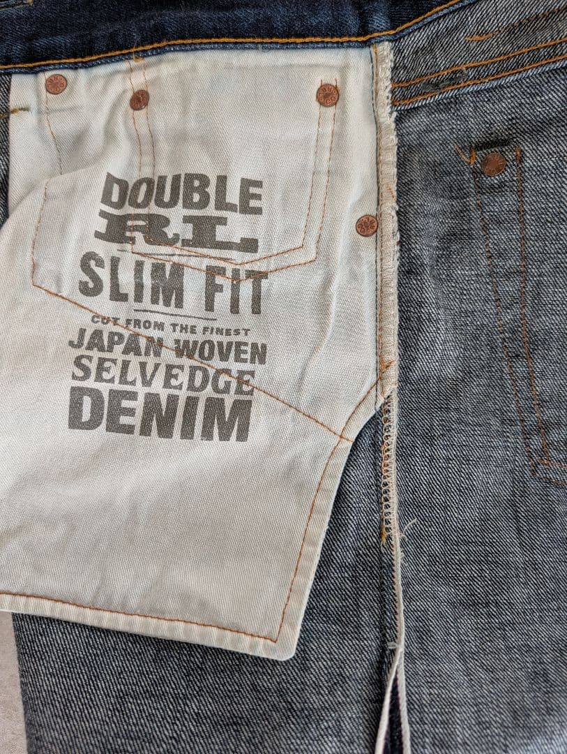 RRL スリム フィットジーンズ 真紺 サイドステッチ 赤耳　W32×L30