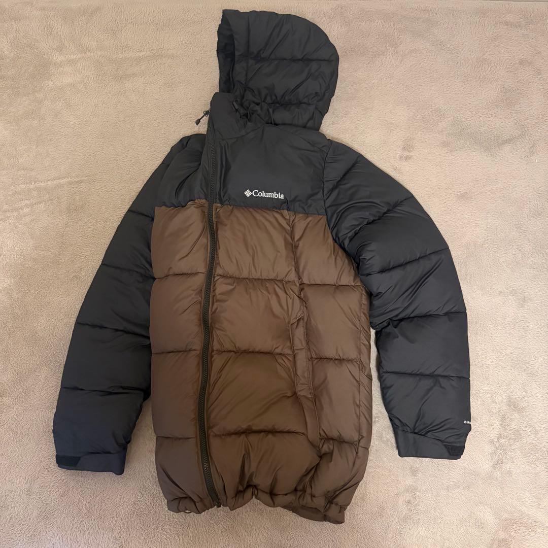 【超極暖！】Columbiaフード付きダウンジャケット　ブラウン　ブラック