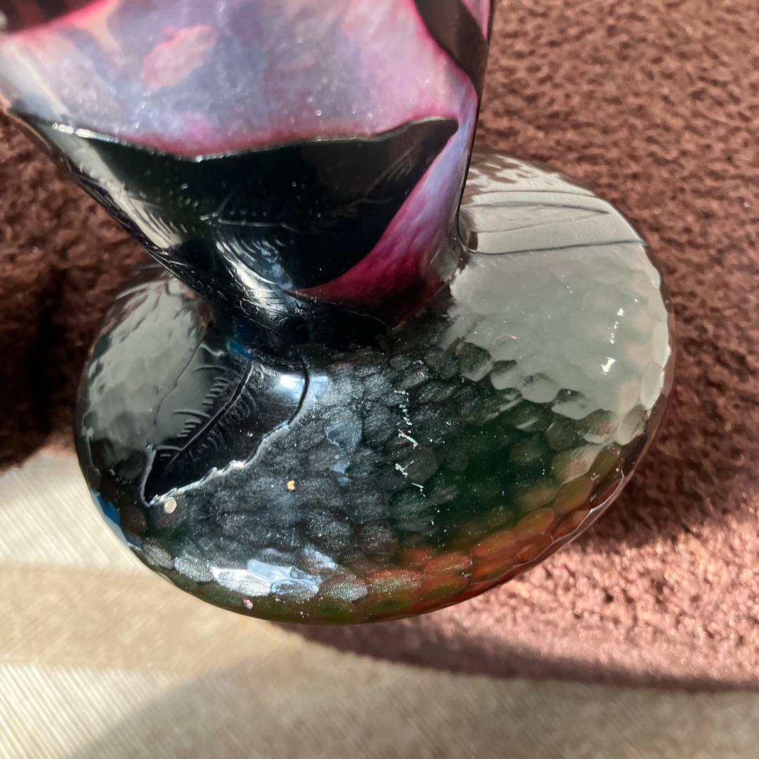 Y*E様 ドーム・ナンシー　花のデザイン ガラス花瓶 黒紫