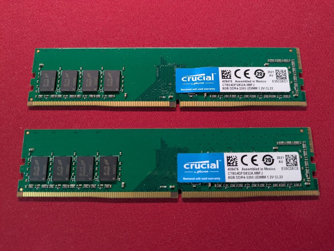 Crucial DDR4-3200 8GB ×2枚 16GB UDIMM