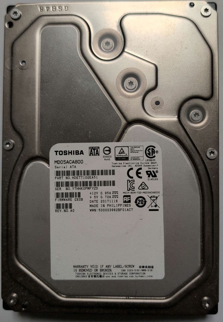 TOSHIBA MD050AC080 内蔵型ハードディスクドライブ