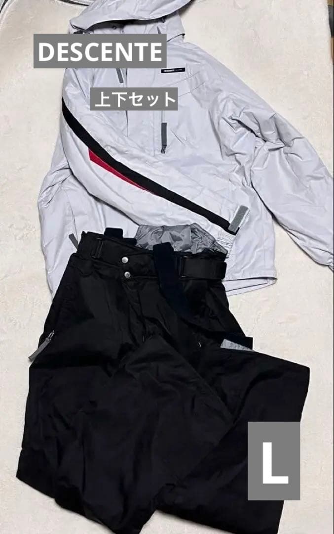 ト*ー様 DESCENTE スキーウェア Lサイズ ホワイト/ブラック