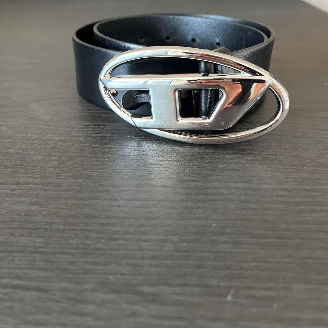 DIESEL ブラック オーバルバックル ベルト 70/28